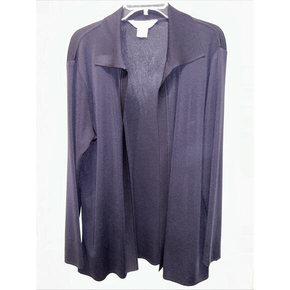 Exclusively Misook Women's Large Navy Open Cardigan Minimalist Capsule Wardrobe - Picture 1 of 11